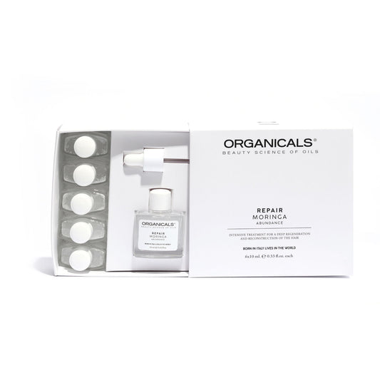 ABUNDANCE Moringa Repair serum v ampulah za rekonstrukcijo las 6 x 10 ml ORGANICALS - Šamponi.si